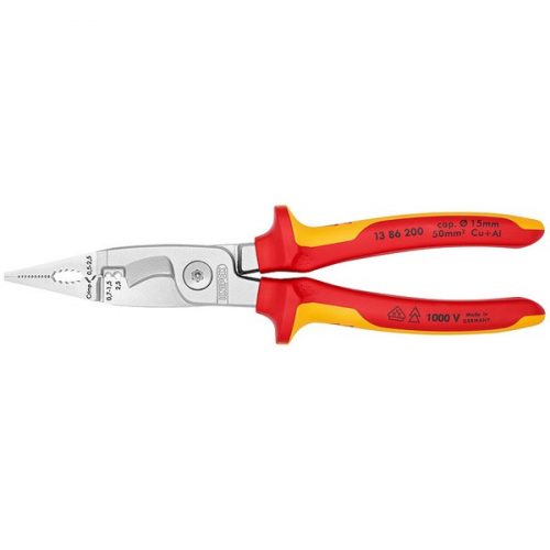 KNIPEX Elektromos szerelőfogó krómozott VDE, 200 mm - 13 86 200