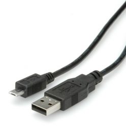 ROLINE Kábel USB 2.0 A - Micro USB B,   0,8m , fekete