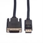 ROLINE Kábel DisplayPort - DVI (24+1), LSOH, M/M, fekete,   2m