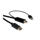 ROLINE Kábel UHDTV (HDMI) - DisplayPort v1.2, (HDMI forrás) M/M,   2m, fekete