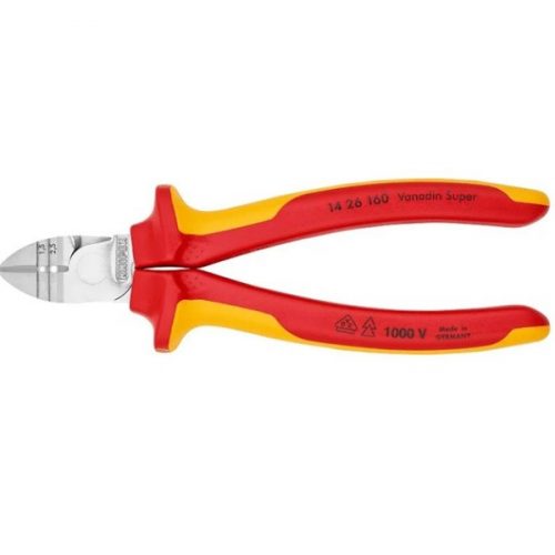 KNIPEX Oldalcsípő fogó kábelcsupaszító funkcióval, 1000V szigetelt, krómozott, 160mm, 14 26 160