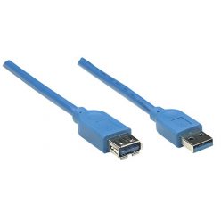   MANHATTAN Kábel USB 3.1 Gen1 A - A hosszabbító, M/F 1,8m, kék