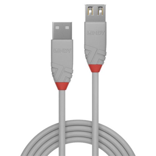 LINDY Kábel USB 2.0 A - A hosszabbító, Anthra Line, M/F   3m, szürke