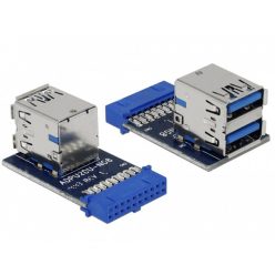   DELOCK USB 3.0 Pin fej, anya > 2 x USB 3.0 anya - egymáson elhelyezve