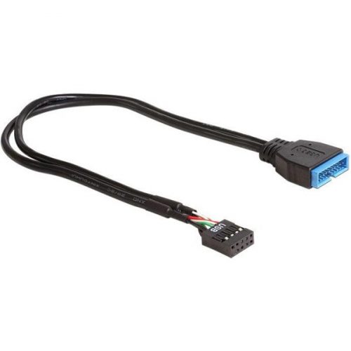 DELOCK Kábel USB 2.0 pin fejes -  USB 3.0 pin fejes F/M, fekete