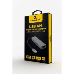   GEMBIRD Cablexpert átalakító HUB multiport USB 3.1 - Gigabit Ethernet 1000Mbps USB-A 3 portos