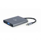 GEMBIRD Cablexpert Multiport adapter 6 az 1-ben USB-A, HDMI, VGA, JACK. SD kártya és USB Type-C