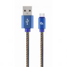 GEMBIRD Cablexpert Kábel USB 2.0 A - C farmer borítású, M/M 2m, kék