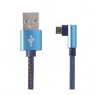 GEMBIRD Cablexpert Kábel USB 2.0 A - Micro USB, farmer borítású, 90 fokos, M/M 1m, kék