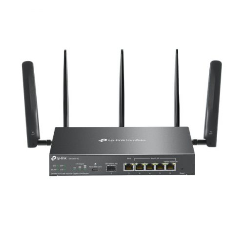 TP-LINK OMADA Vezetékes AX3000 VPN Router 1xWAN(1000Mbps) + 4xLAN(1000Mbps) + 1xSFP + 1xSIM, ER706W-4G