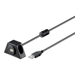   PREMIUMCORD kábel USB 2.0 A - A, M/F, Asztalra szerelhető, 2m, Fekete