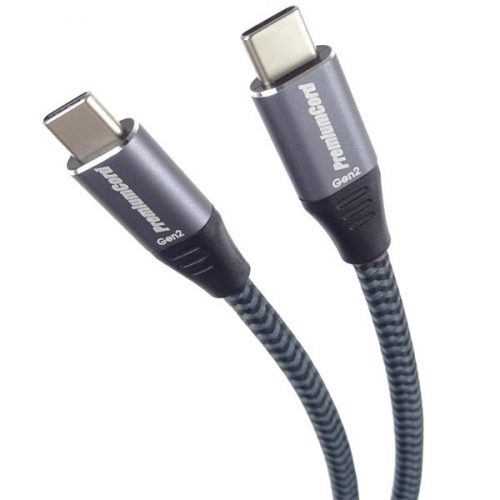 PREMIUMCORD Kábel USB 3.2 Gen 2x2, C - C, 100W, 5A, 20Gbit/s, M/M,   1m, szürke