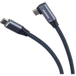   PREMIUMCORD Kábel USB 3.2 Gen 2, 90° fokos, 20Gbit/s, 5A, 100W, C - C, M/M,   1m, szürke