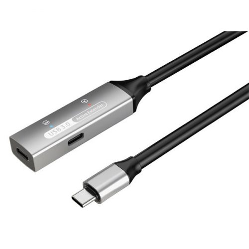 PREMIUMCORD Aktív Kábel USB-C 3.2 Gen1, hosszabbító, repeater, C - C, M/F,   15m, fekete