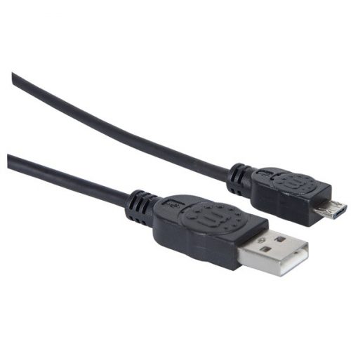 MANHATTAN Kábel USB 2.0 A - Micro-B M/M, 1,8m, fekete