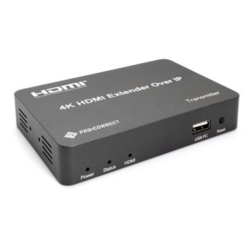 PROCONNECT Extender HDMI Over IP, Adó - Vevő, Infra, USB, 4k@30Hz, 150m-ig,