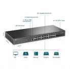 TP-LINK OMADA Switch 24x1000Mbps + 4x10Gigabit SFP+, 2 konzol port, Menedzselhető, TL-SG3428X