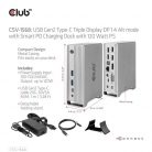 Club3D USB Gen2 Type-C Triple Display DP 1.4 Alt mode + Smart PD Töltődokkoló - 120 Watt PSU