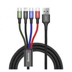   Baseus Fast 4in1 töltő- és adatkábel USB / 2x Type-C / Lightning / MicroUSB 3,5A, 1.2 m, fekete