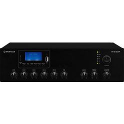   Monacor PA-812DAP 100V-os keverőerősítő, beépített MP lejátszóval, FM/DAB+ rádióval és Bluetooth-szal